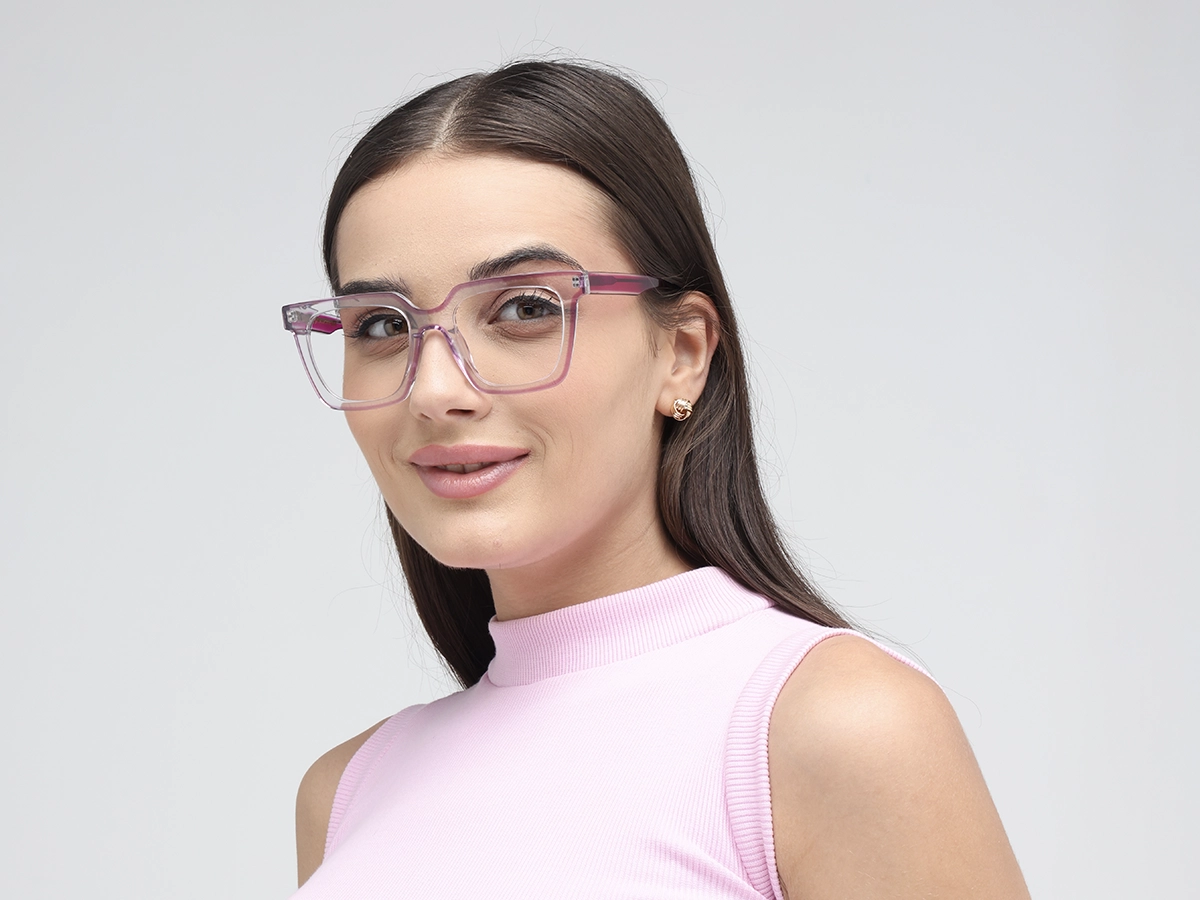 Pink Square Unisex Glasses 1