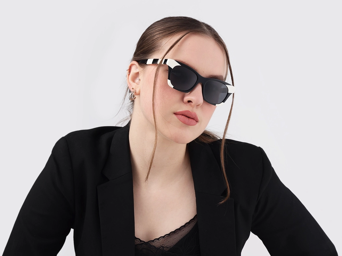 Black & White Square Cat Eye Sunglasses 1