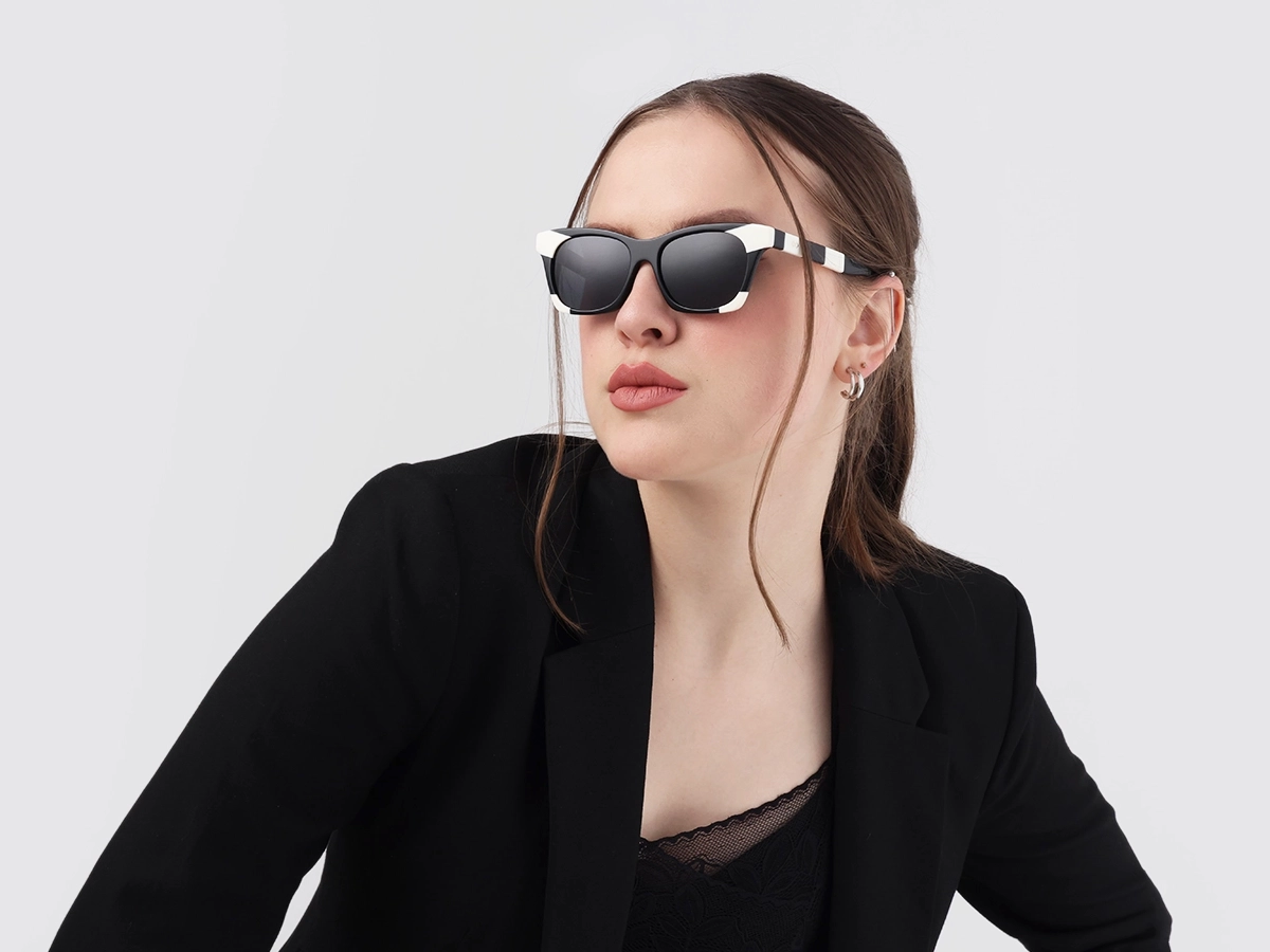 Black & White Square Cat Eye Sunglasses 1