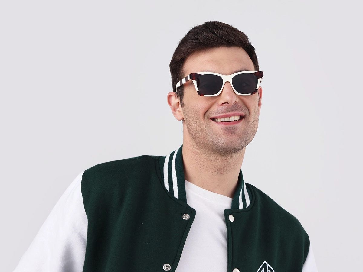 White & Tortoise Square Cat-Eye Sunglasses 1