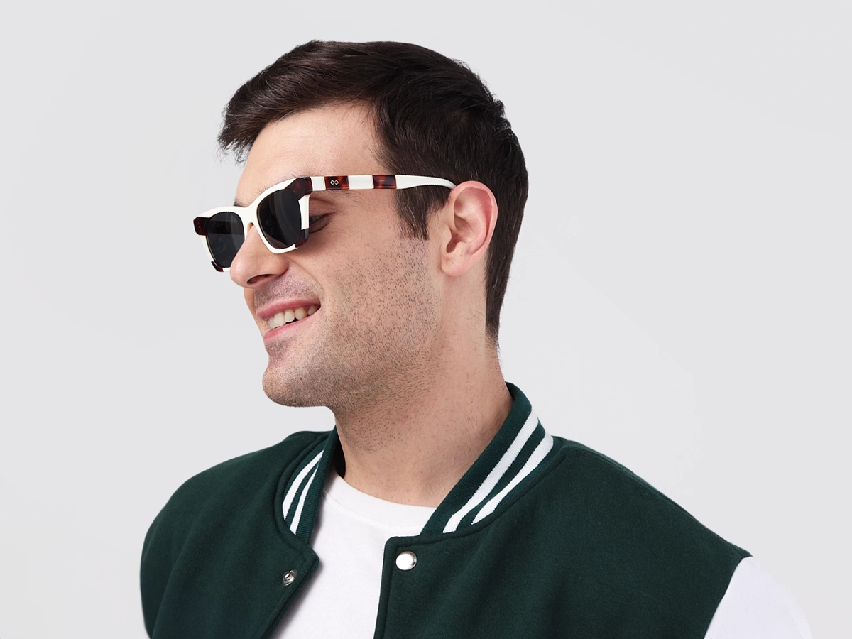 White & Tortoise Square Cat-Eye Sunglasses 1