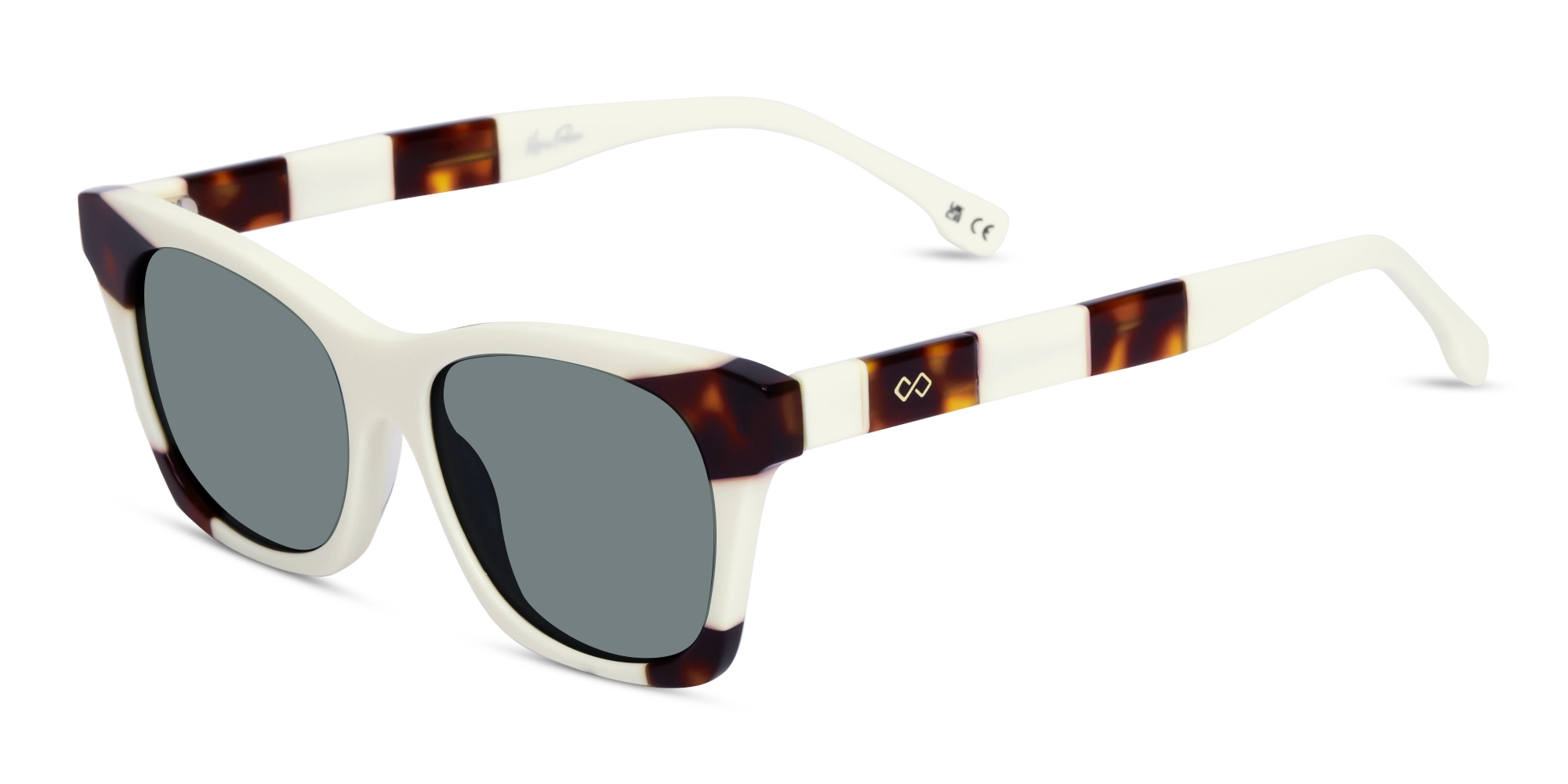 White & Tortoise Square Cat-Eye Sunglasses 1