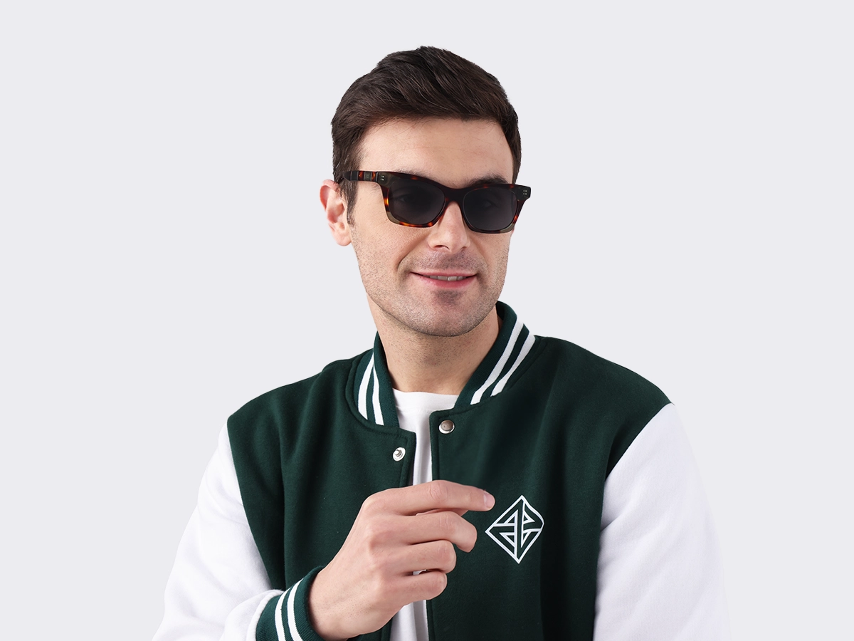 Crystal Tortoise & Green Square Cat-Eye Sunglasses 1