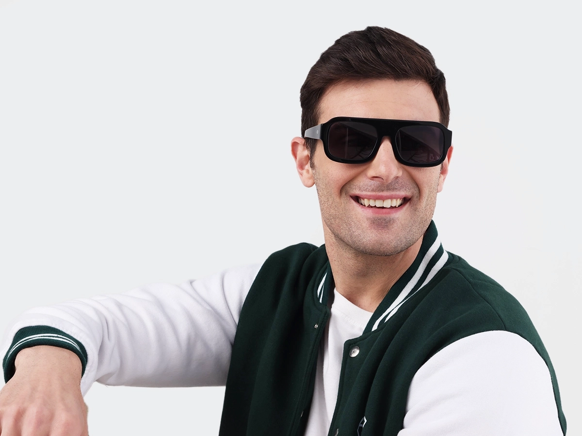 Black Flat Top Pilot Sunglasses 1