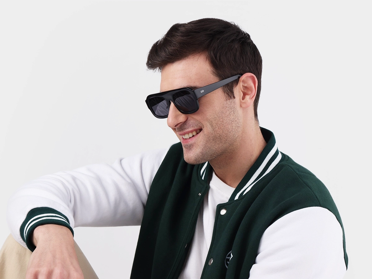Black Flat Top Pilot Sunglasses 1