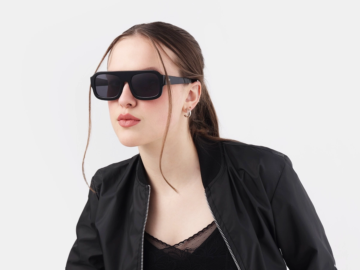 Black Flat Top Pilot Sunglasses 1