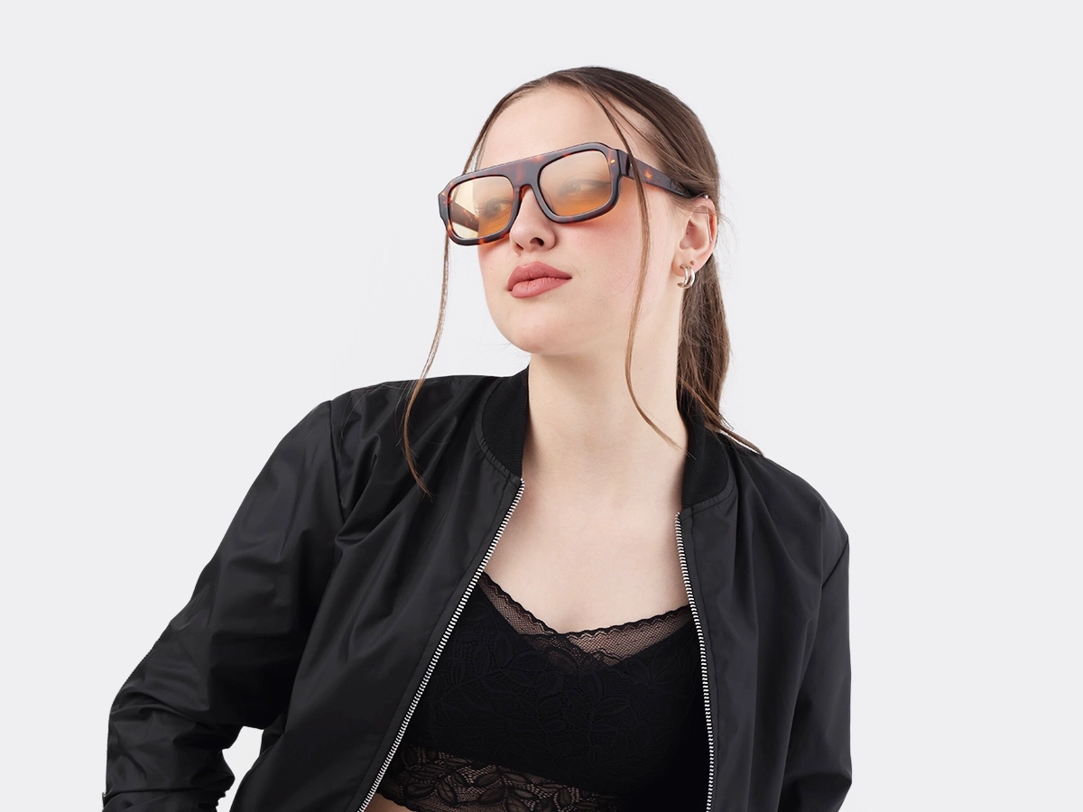 Tortoise Acetate Flat Top Pilot Sunglasses 1