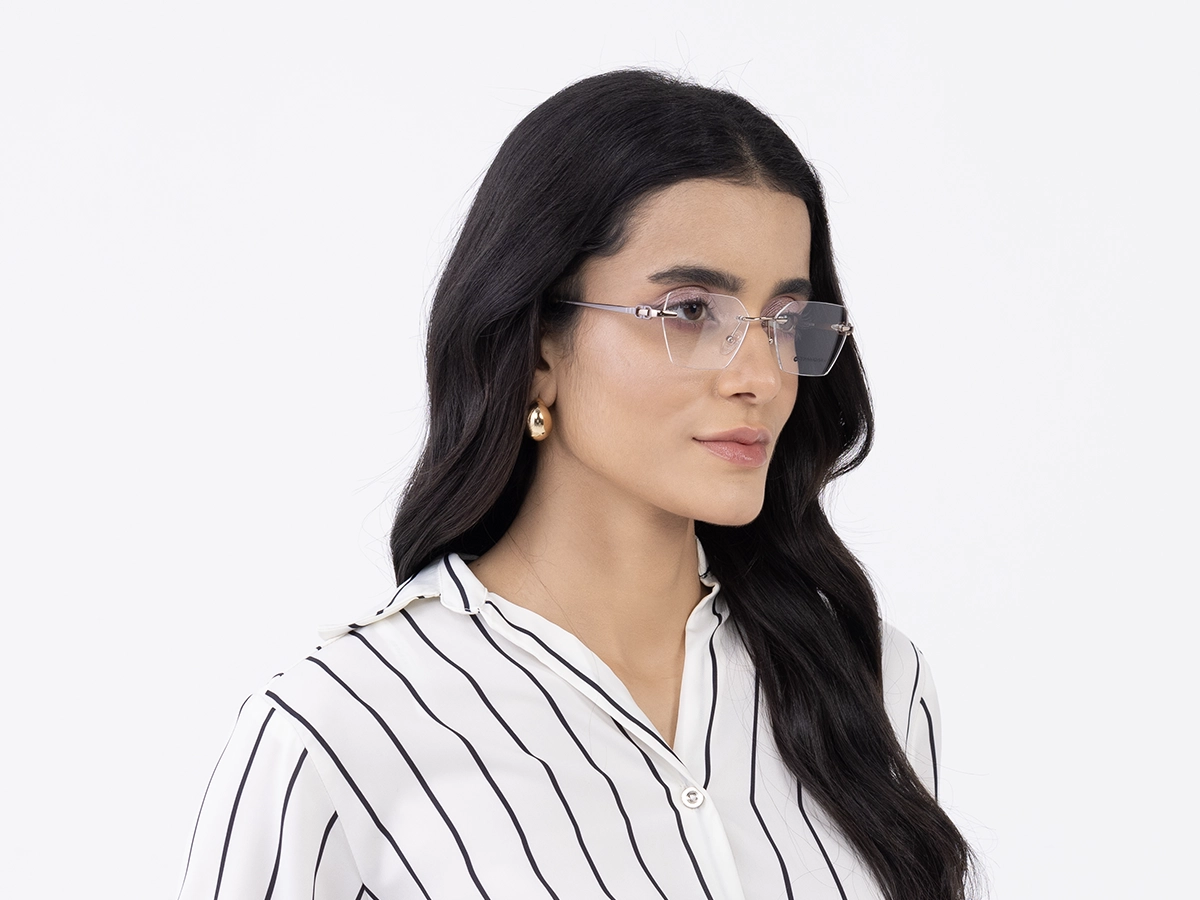 Silver Geometric Rimless Glasses 1