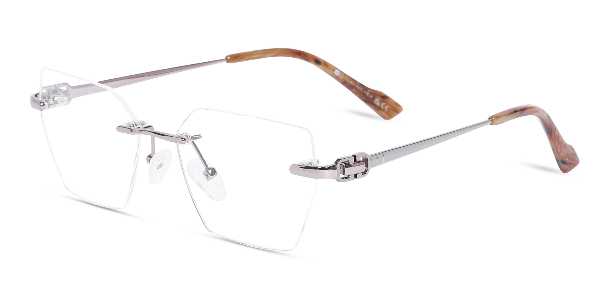 Silver Geometric Rimless Glasses 1