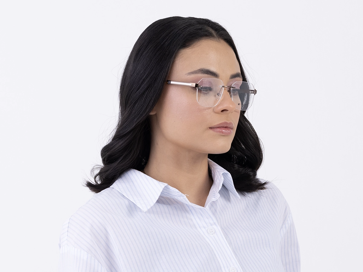 Rectangle Rimless Prescription Glasses-1