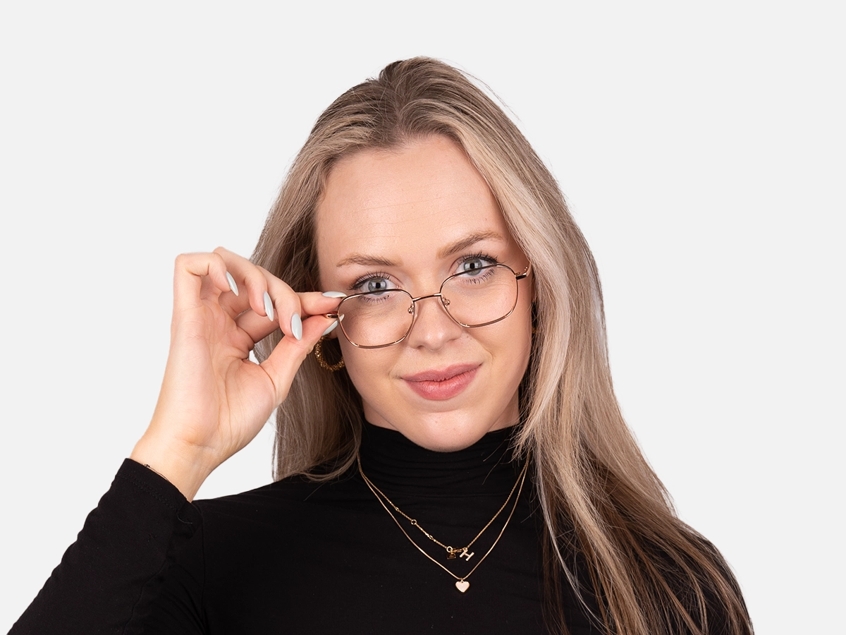 Rose Gold & Black Square Glasses-1