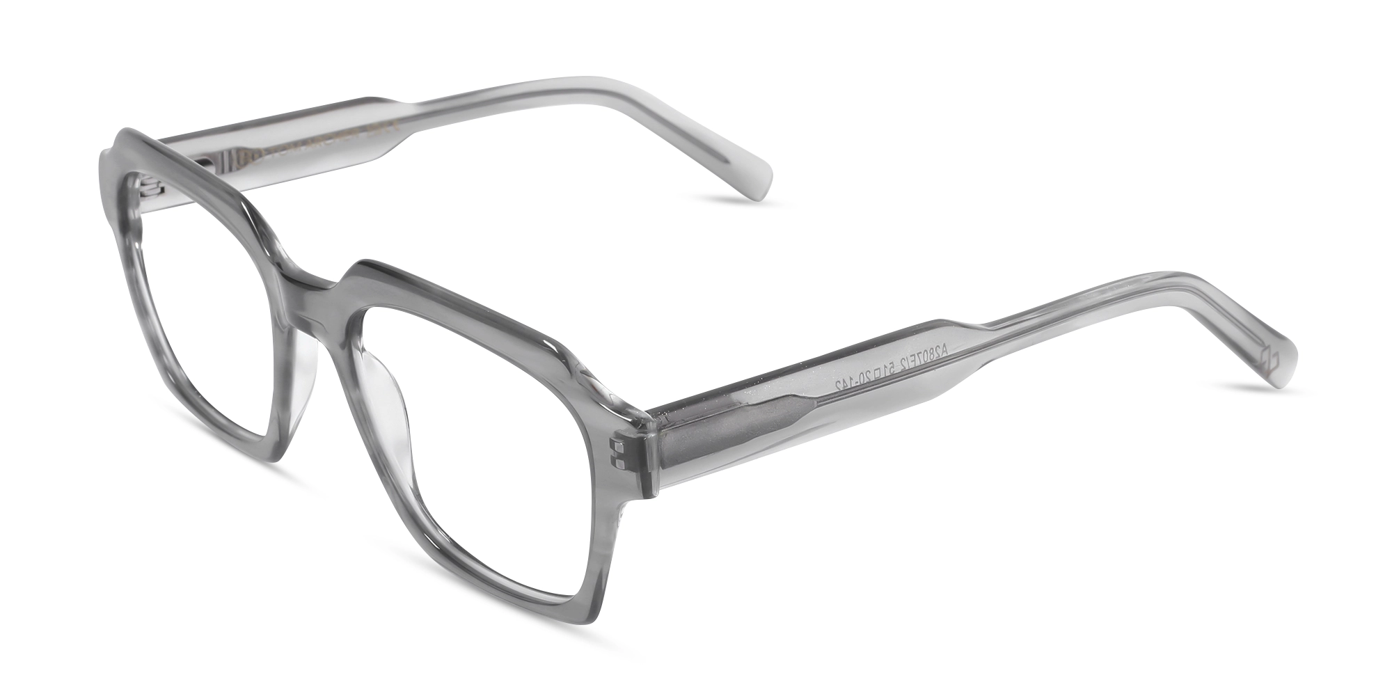 Crystal Metal Grey Square Eyeglasses 1