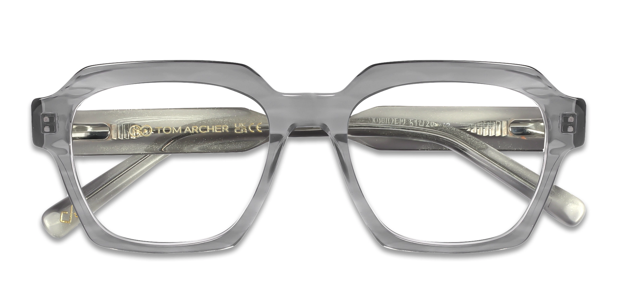 Crystal Metal Grey Square Eyeglasses 1