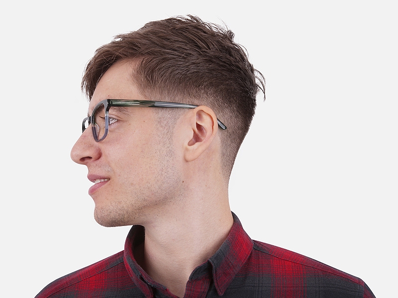 Green & Blue Rectangular Glasses