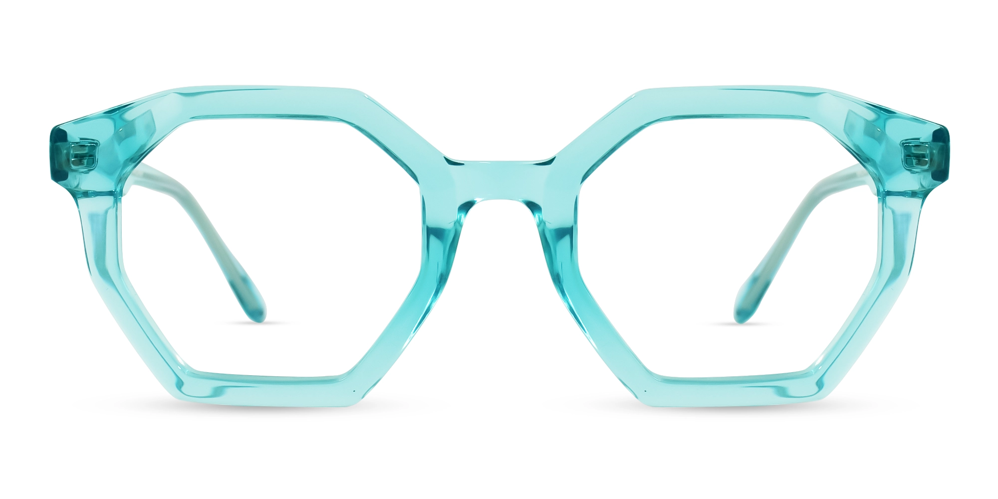 Crystal Bright Cyan Geometric Glasses 1