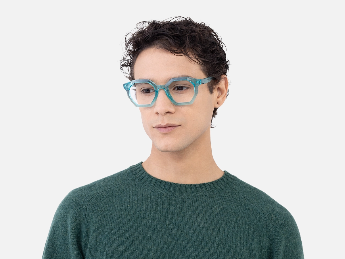 Crystal Bright Cyan Geometric Glasses 1