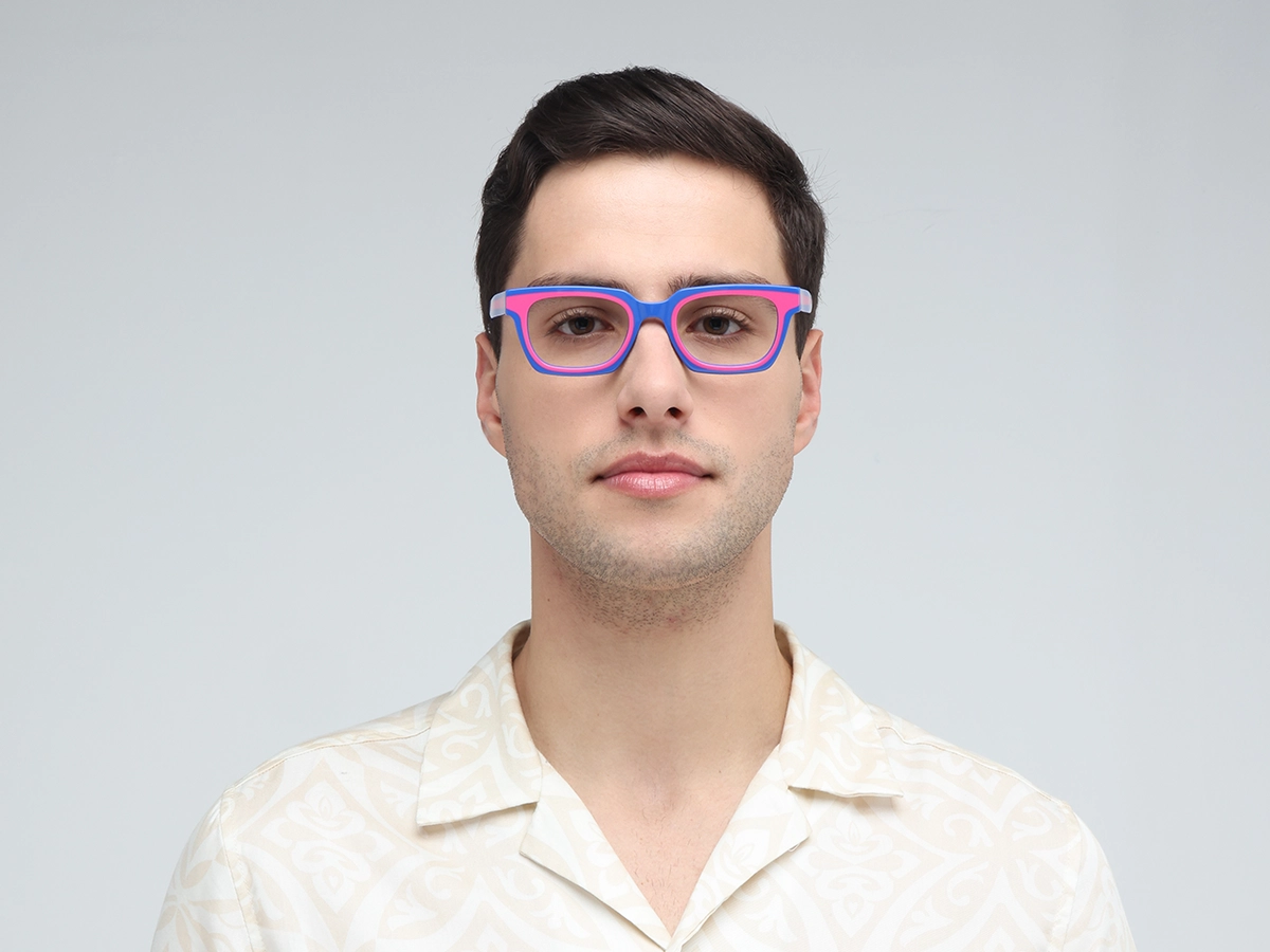 Pink Blue Rectangle Glasses-1