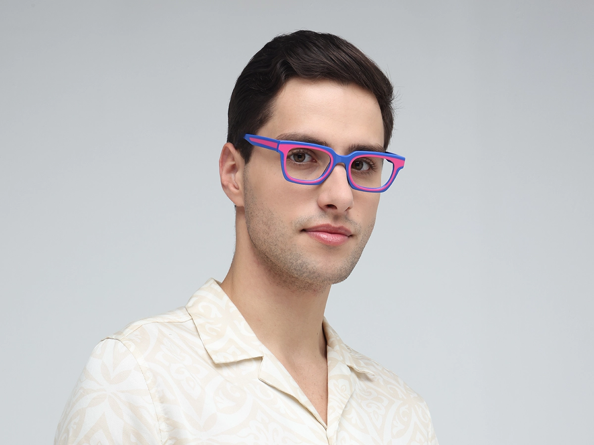 Pink Blue Rectangle Glasses-1