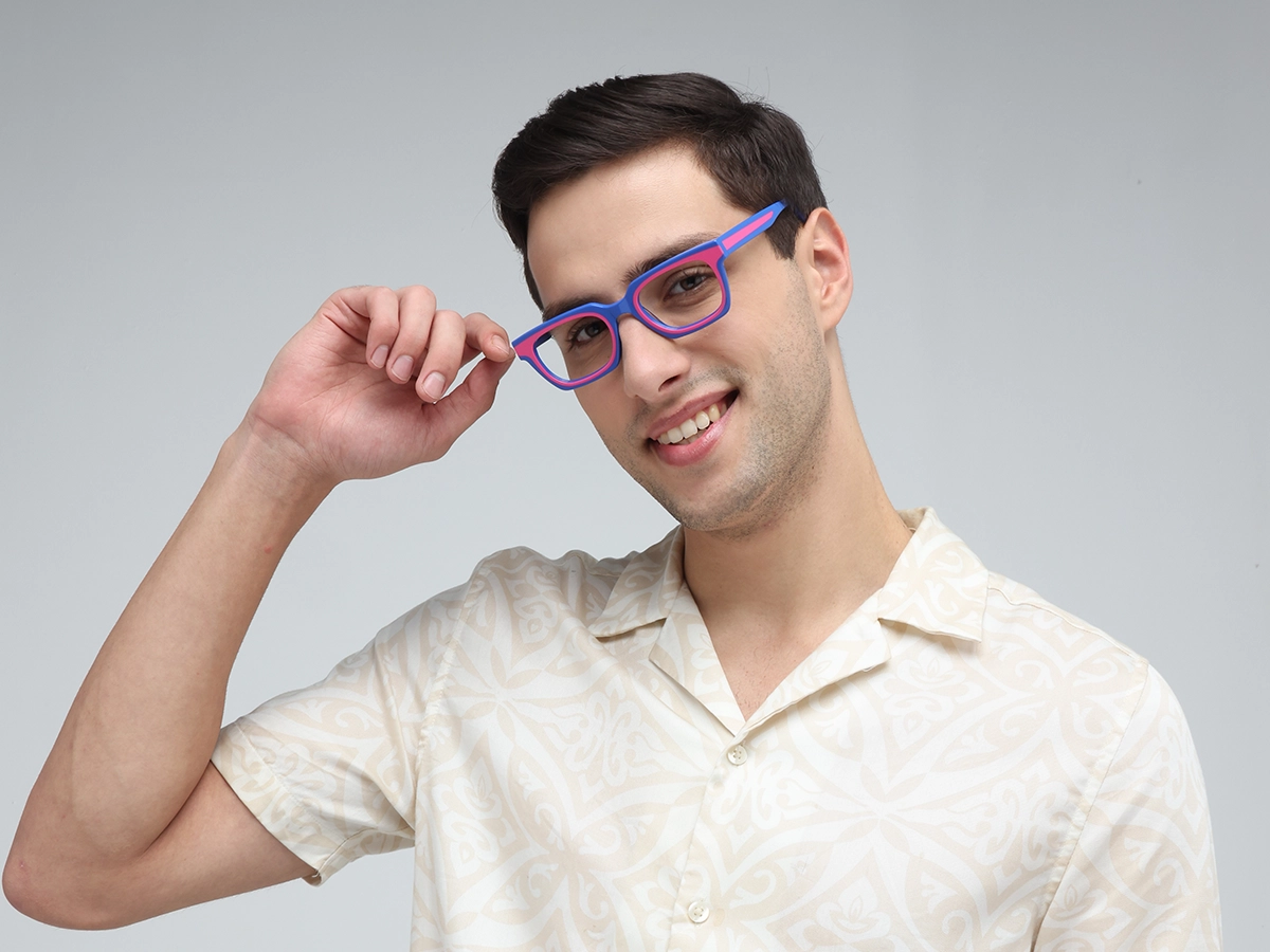 Pink Blue Rectangle Glasses-1