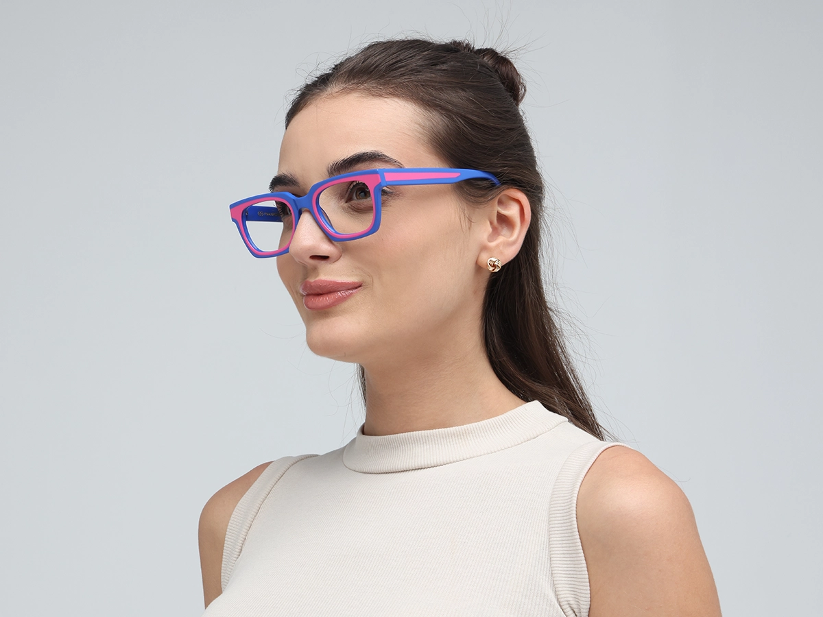 Pink Blue Rectangle Glasses-1