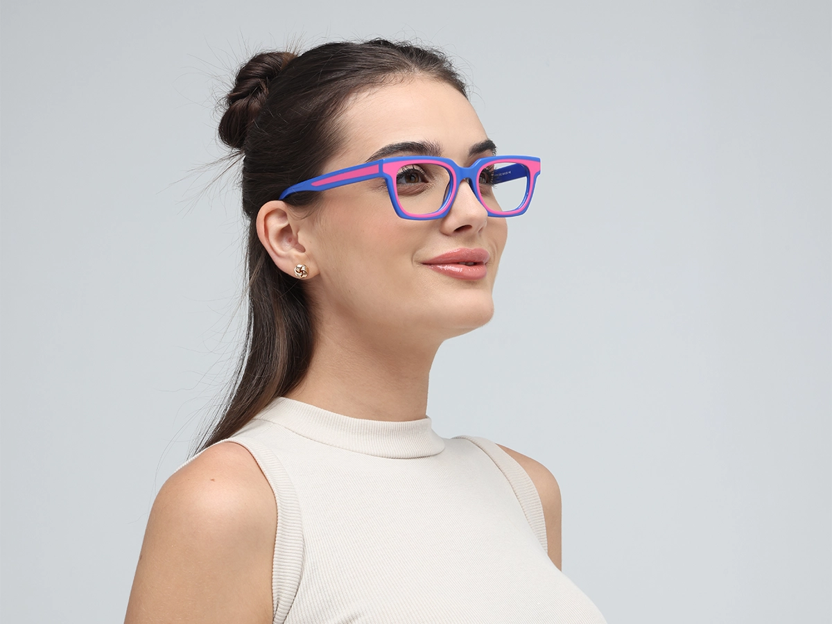 Pink Blue Rectangle Glasses-1