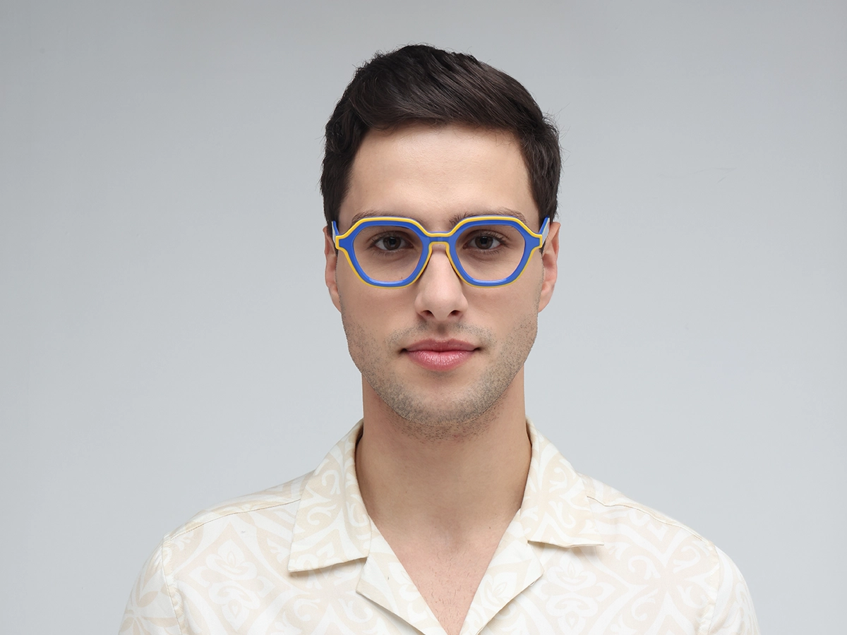 Blue Hexagonal Glasses-1