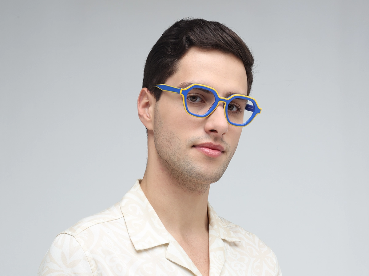 Blue Hexagonal Glasses-1