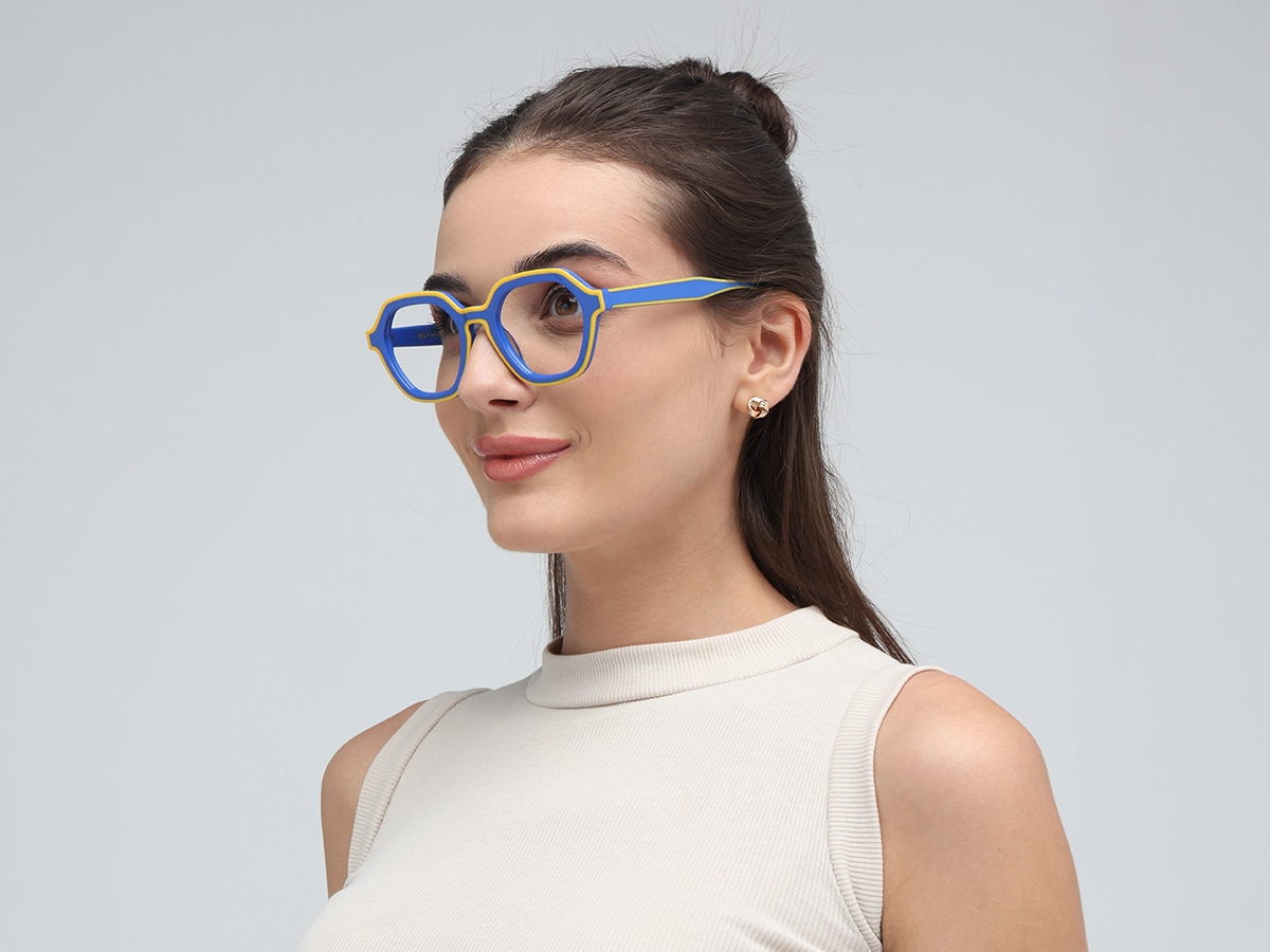 Blue Hexagonal Glasses-1