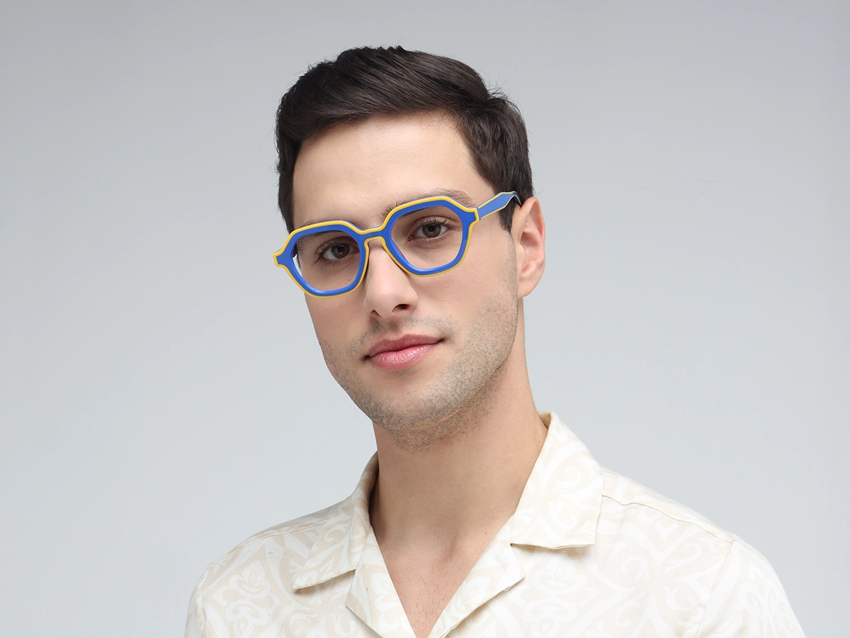 Blue Hexagonal Glasses-1