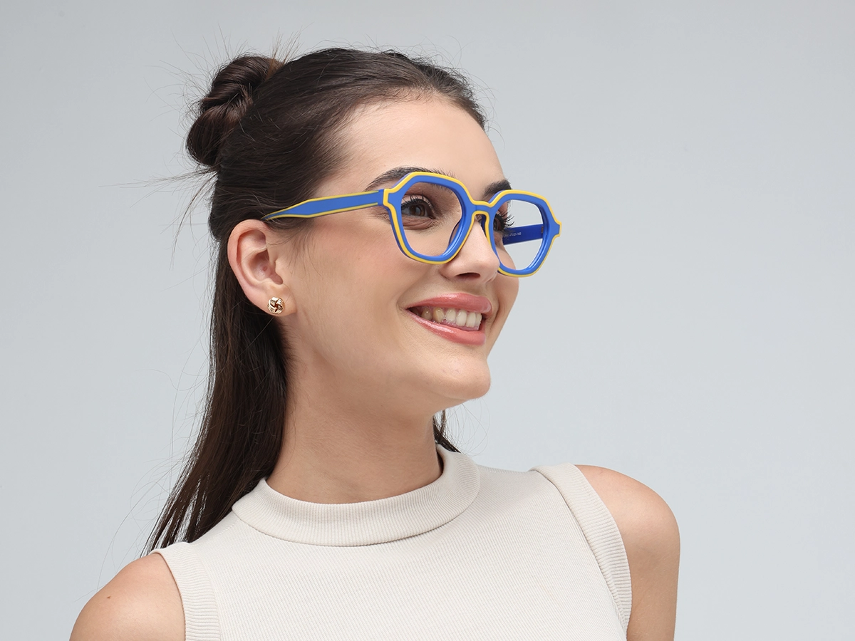 Blue Hexagonal Glasses-1