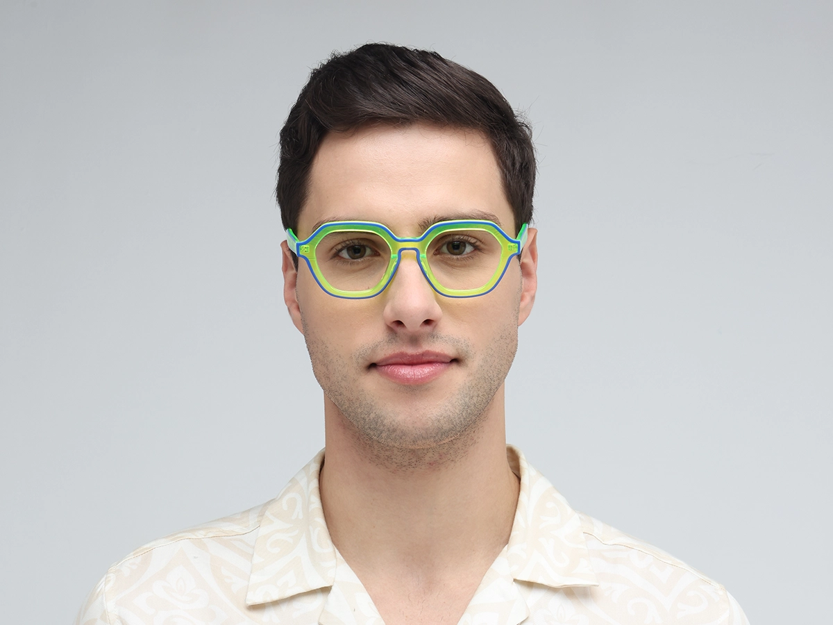 Green Hexagonal Unisex Glasses-1