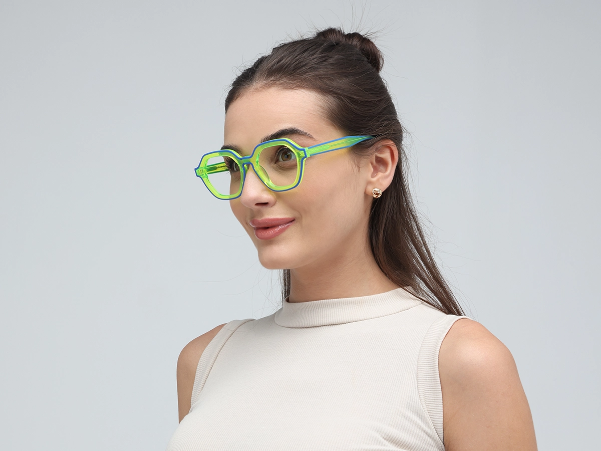 Green Hexagonal Unisex Glasses-1