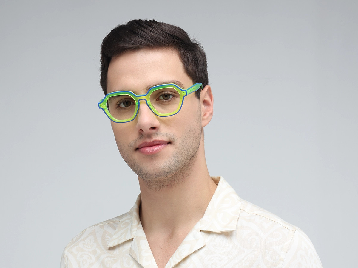 Green Hexagonal Unisex Glasses-1