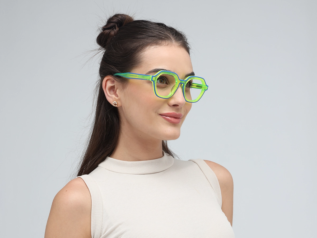 Green Hexagonal Unisex Glasses-1