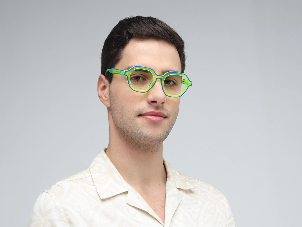 Green Hexagonal Unisex Glasses-1