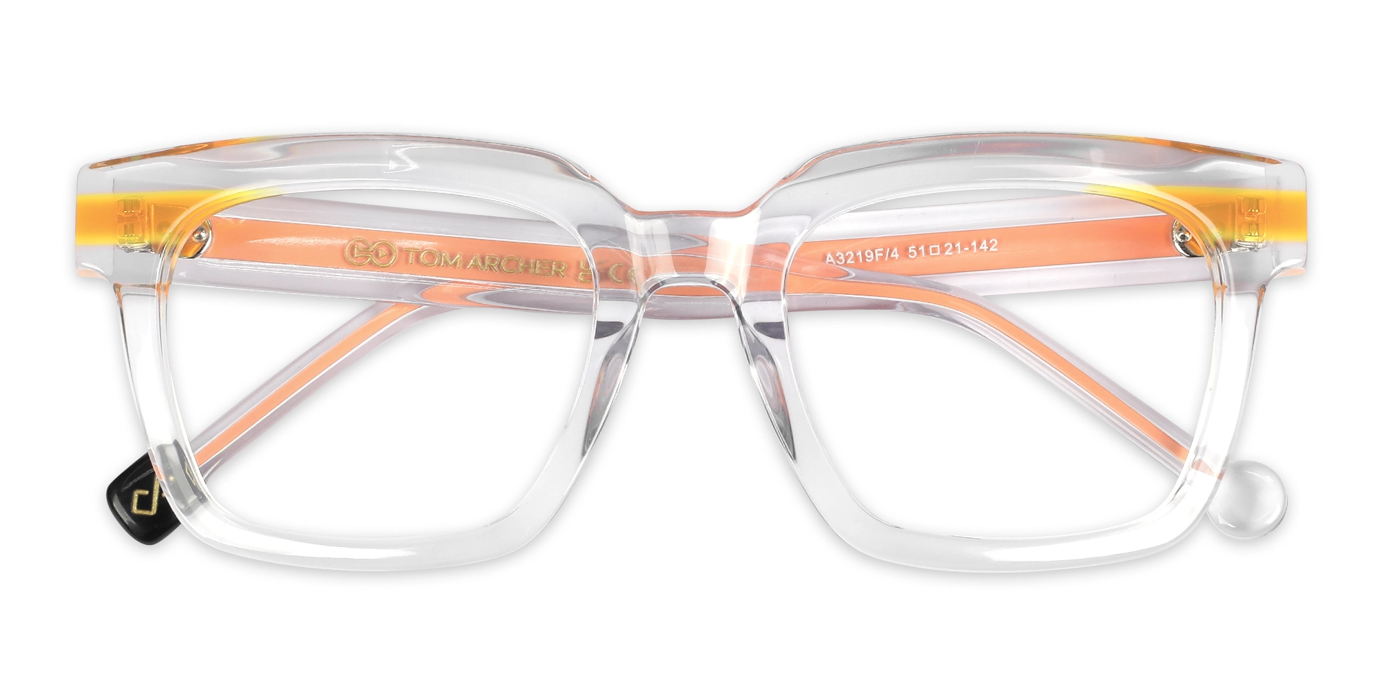 Clear Orange Unisex Glasses 1