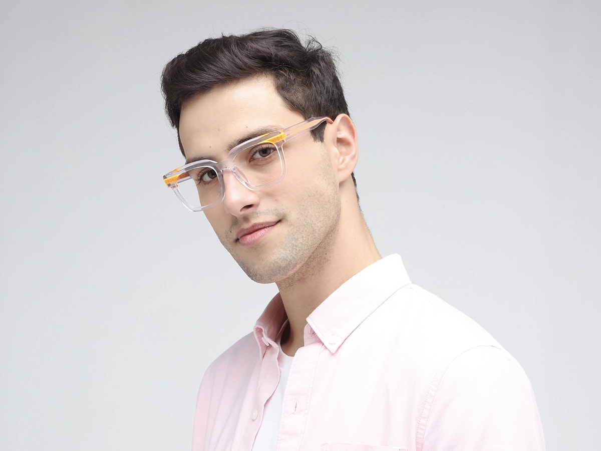 Clear Orange Unisex Glasses 1