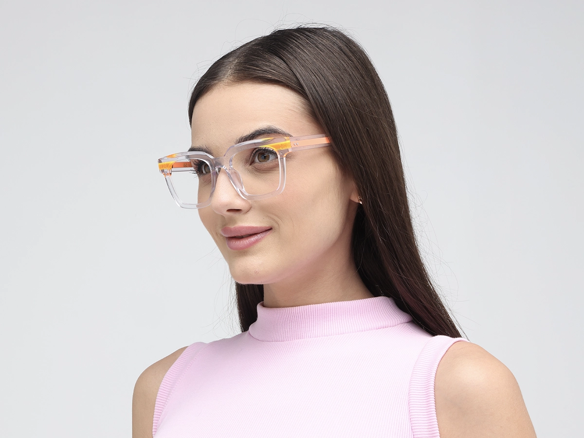 Clear Orange Unisex Glasses 1