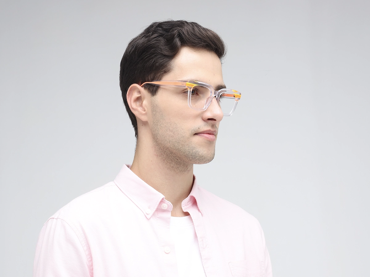 Clear Orange Unisex Glasses 1