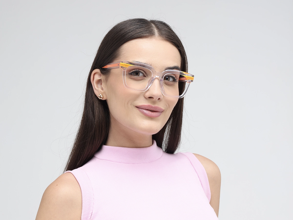 Clear Orange Unisex Glasses 1