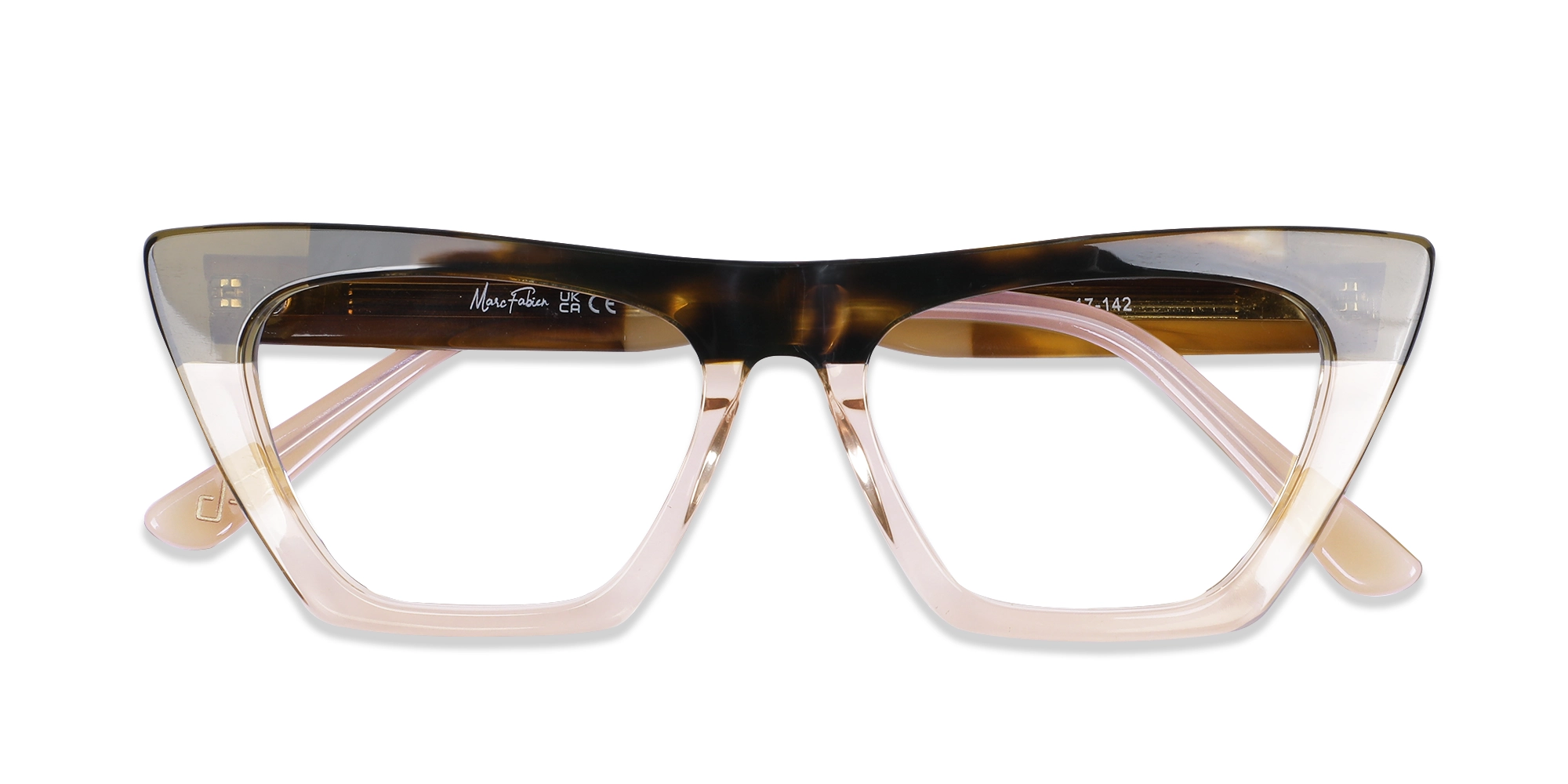 Crystal Peach Golden Cat Eye Glasses-1