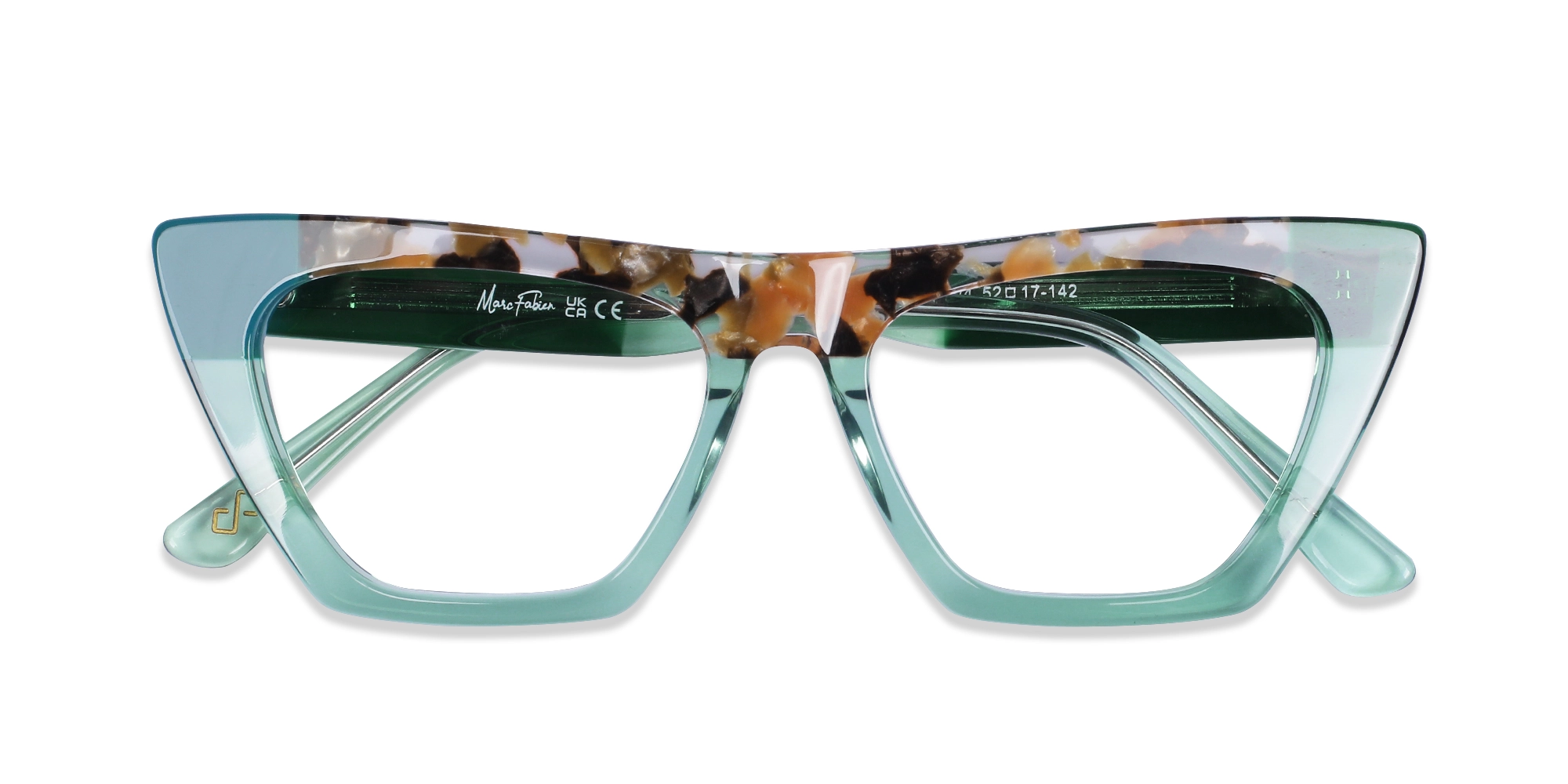 Crystal Dull Teal Cat Eye Glasses-1