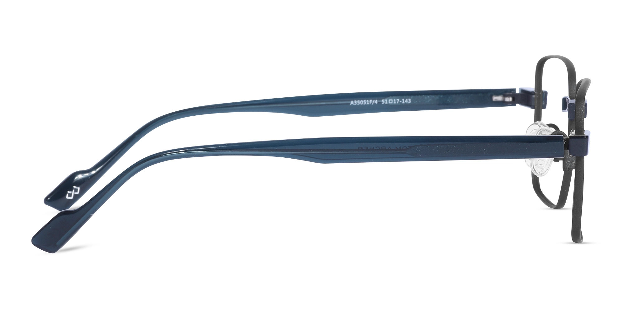 Black Square Metal Eyeglasses With Nose Pad