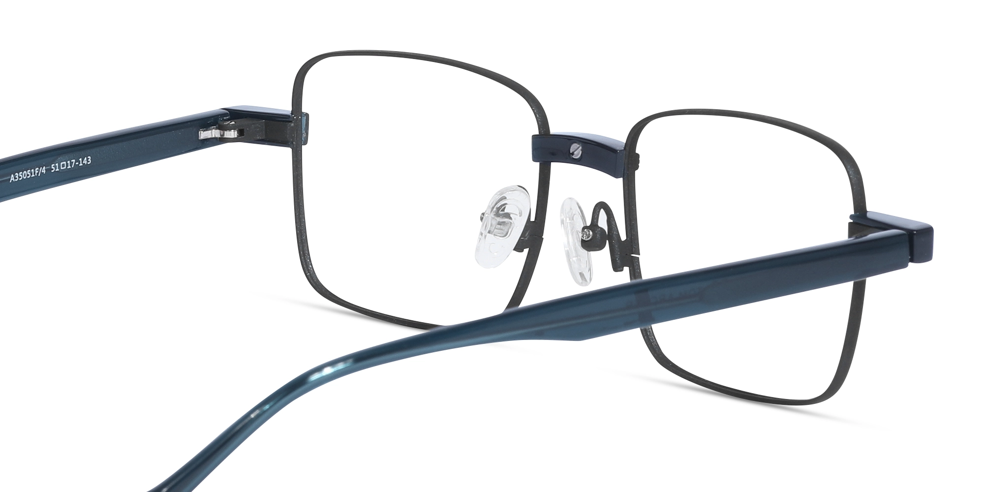 Black Square Metal Eyeglasses With Nose Pad