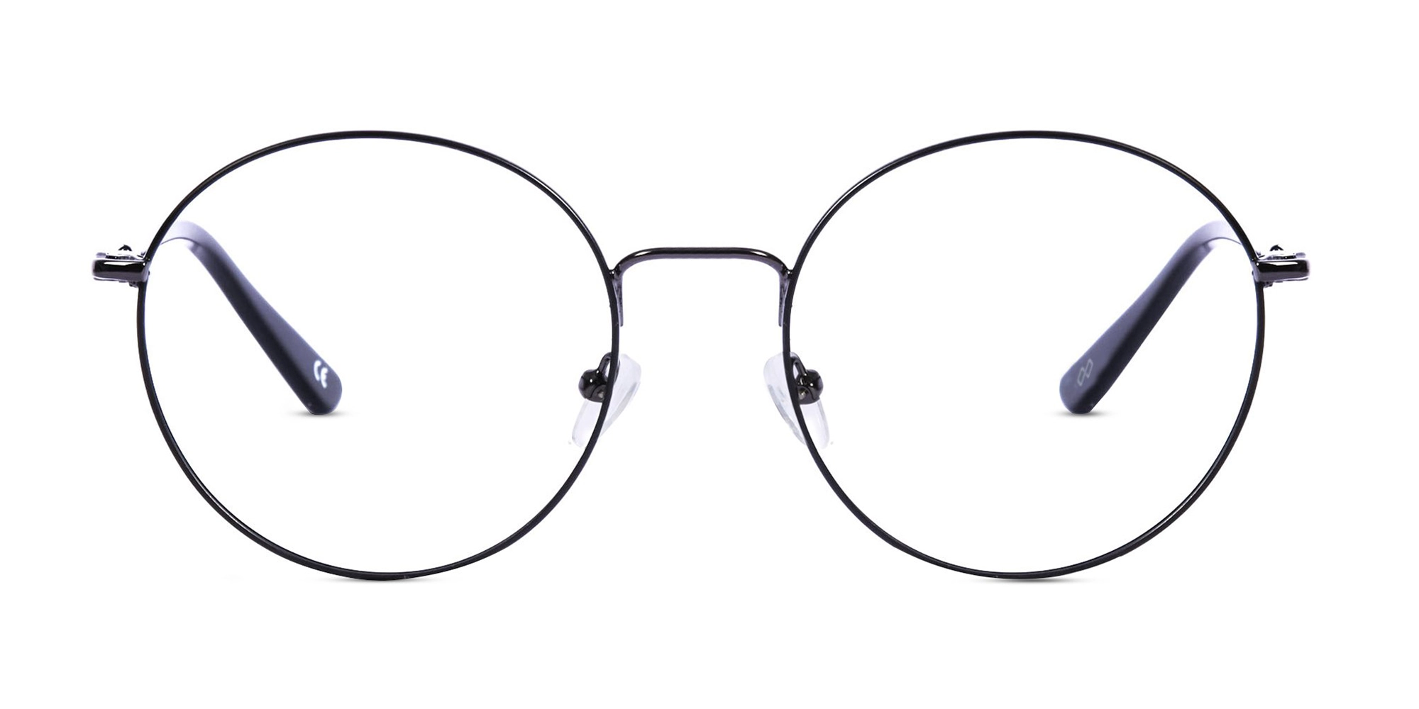 Black Round Metal Frame Glasses-1
