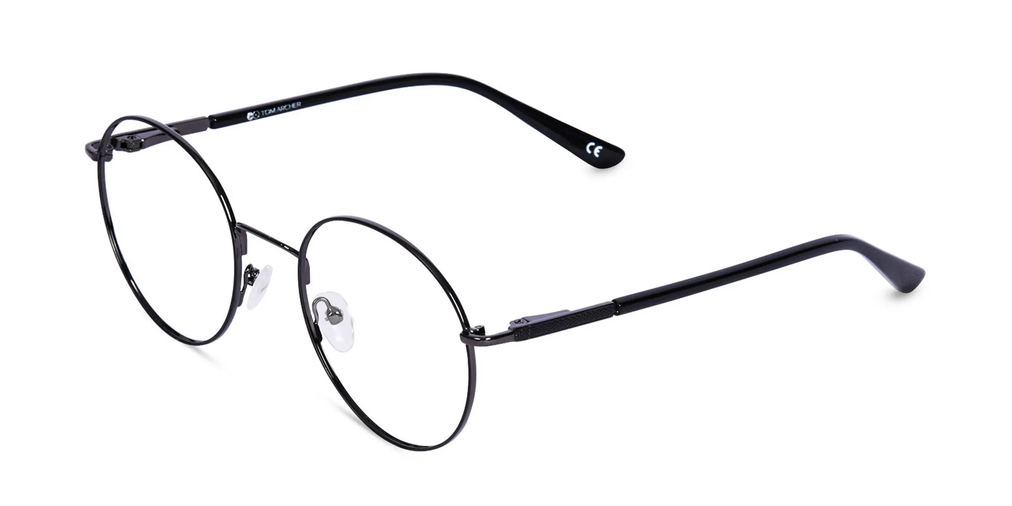 Black Round Metal Frame Glasses-1