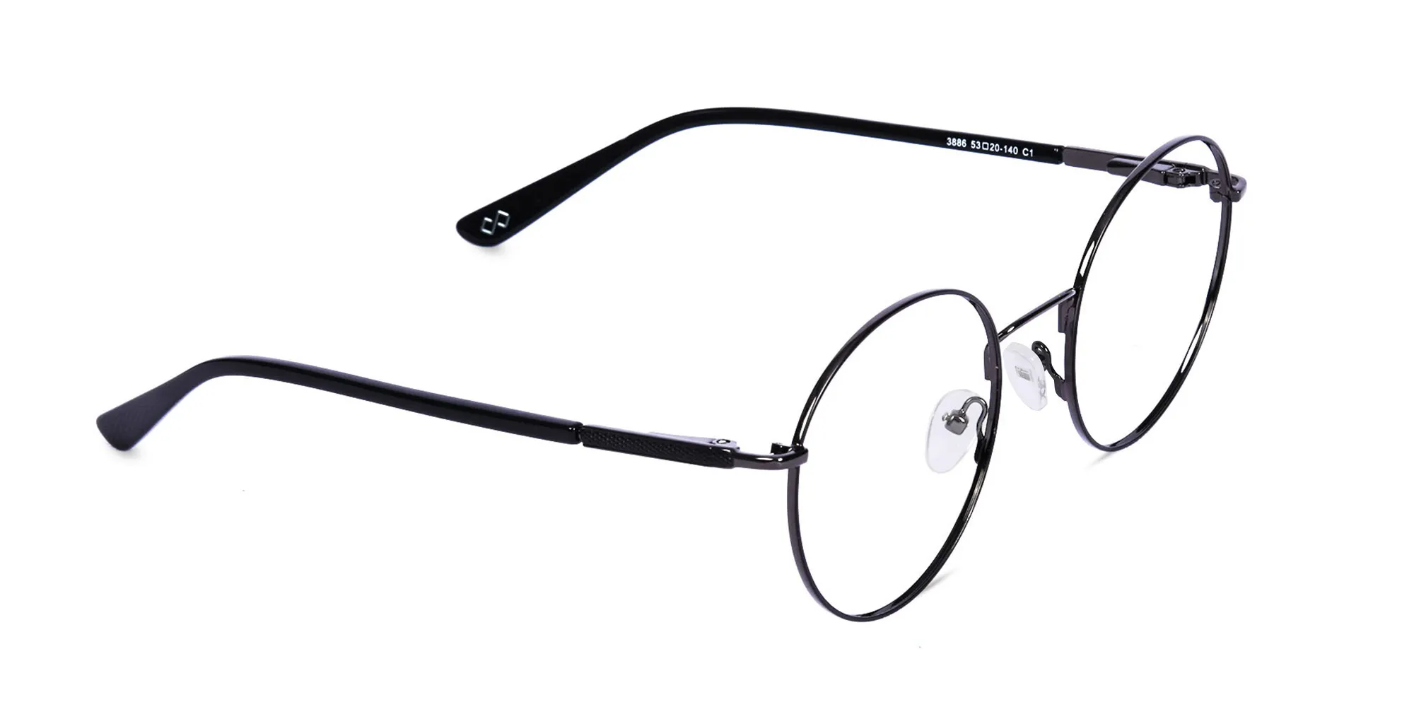 Black Round Metal Frame Glasses-2