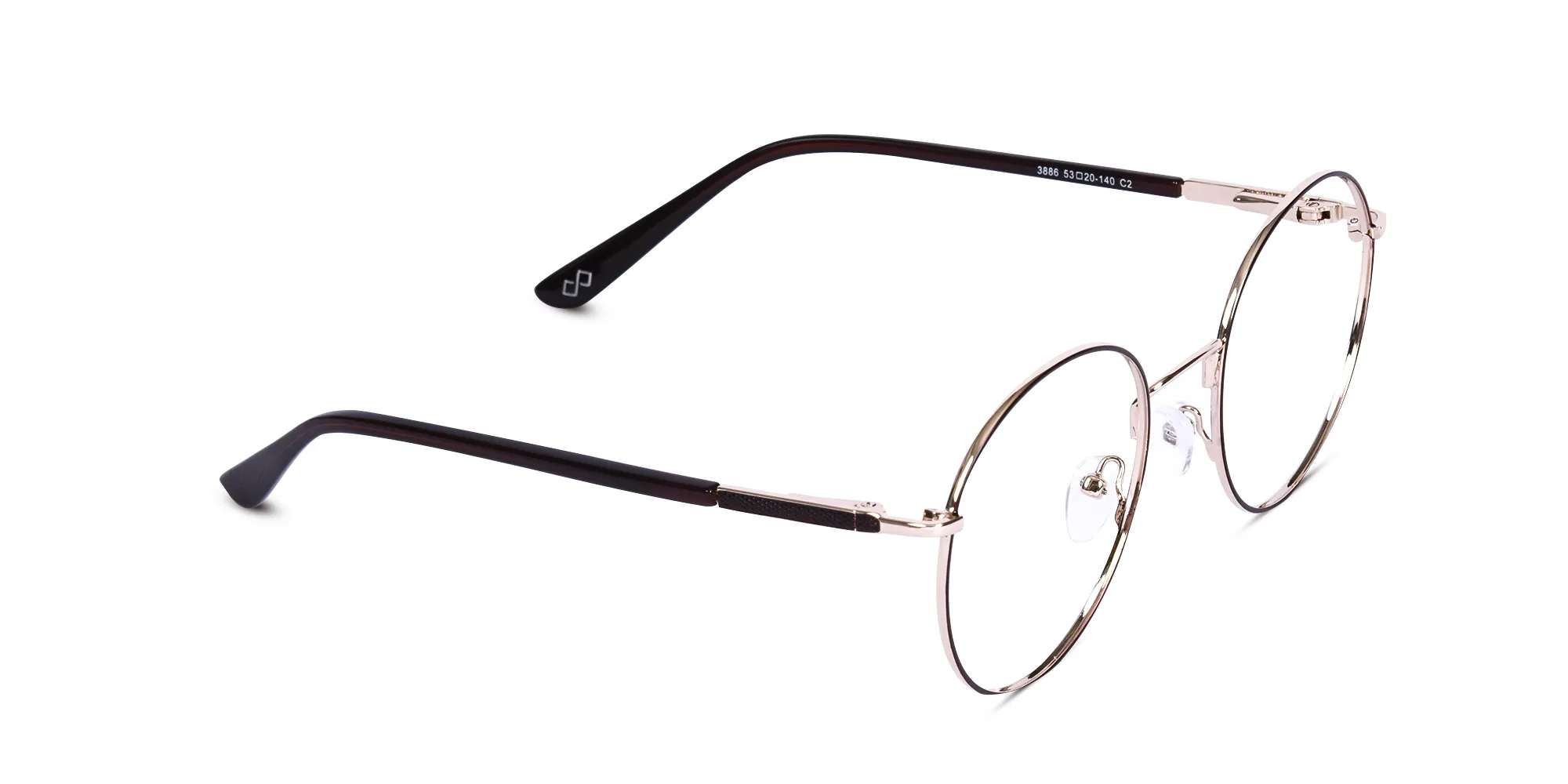 Brown And Gold Metal Frame Eyeglasses-1