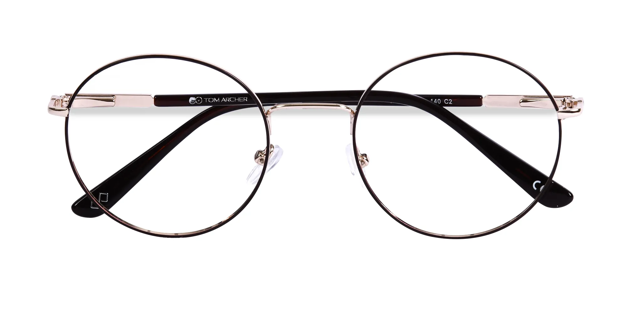 Brown And Gold Metal Frame Eyeglasses-1