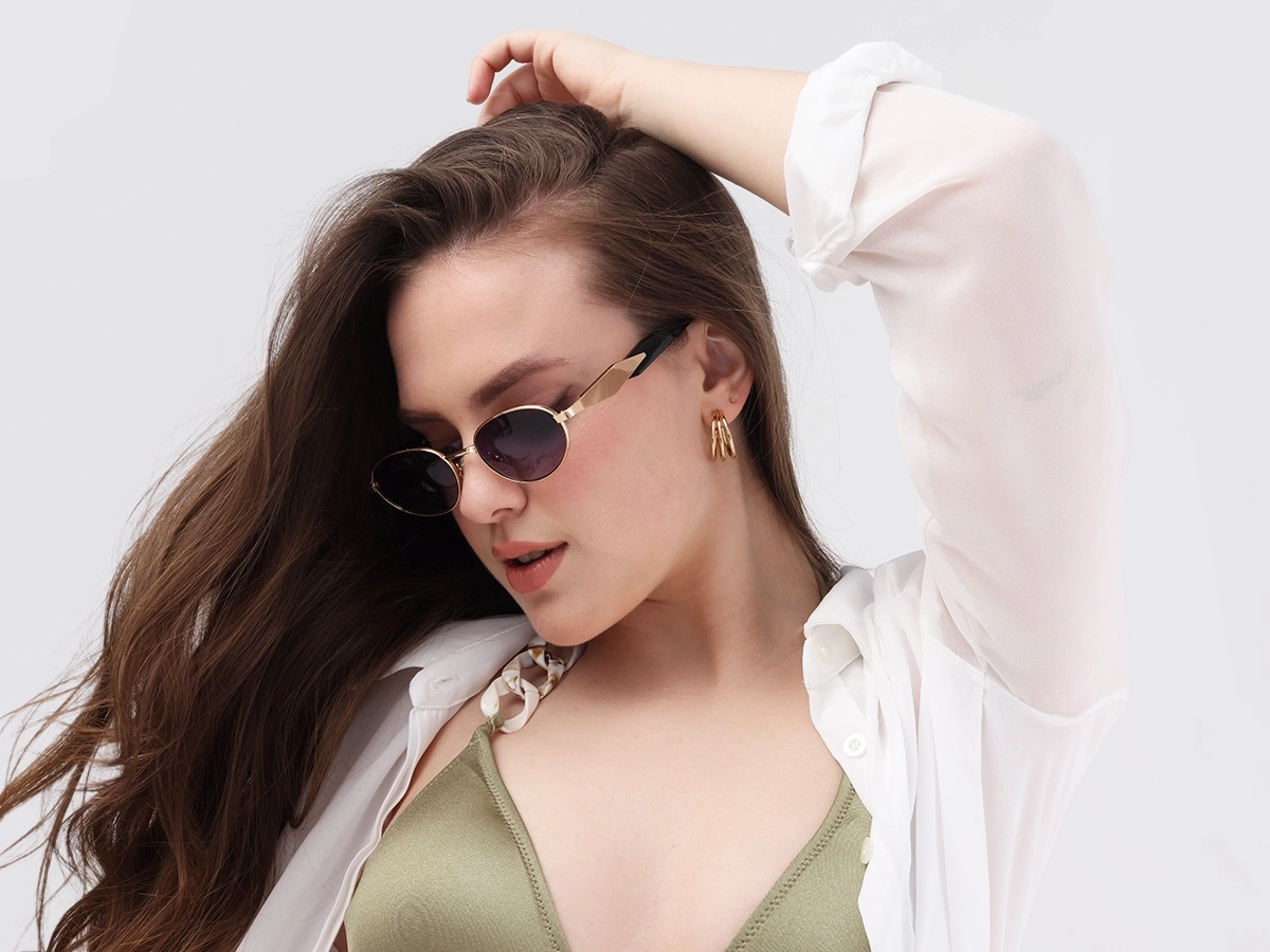 Purple Tint Oval Sunglasses-1